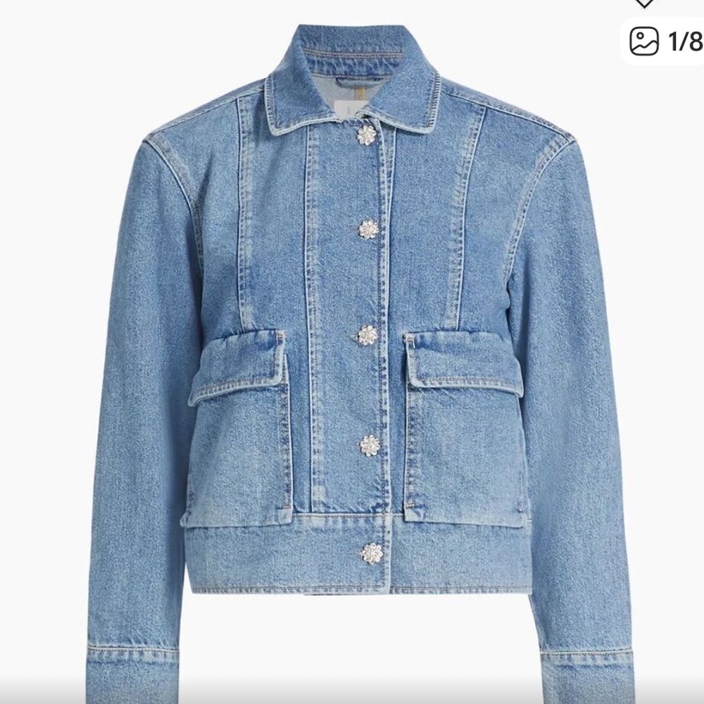 NWOT Rails Crystal Embellished Denim Jacket - Light Blue